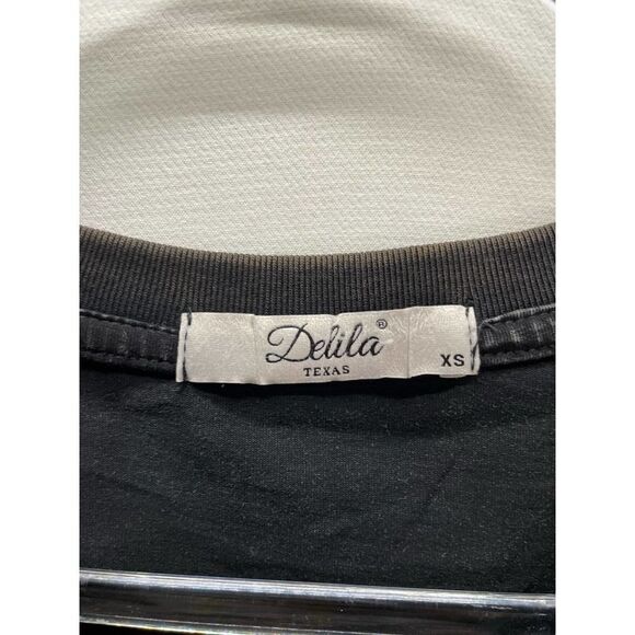 Delila Texas Western Short Sleeve T-Shirt Black Studded Embroidered Size XS - Picture 3 of 5